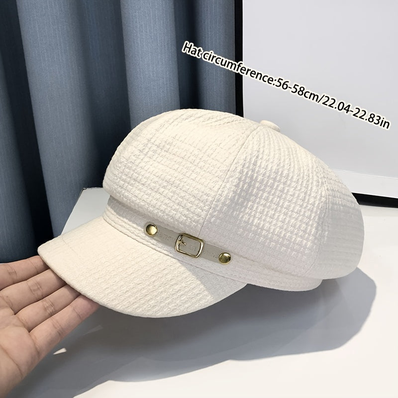 1pc Elegant Classic Newsboy Hat Lightweight Breathable Cap Solid Color Fashionable Hats For Women