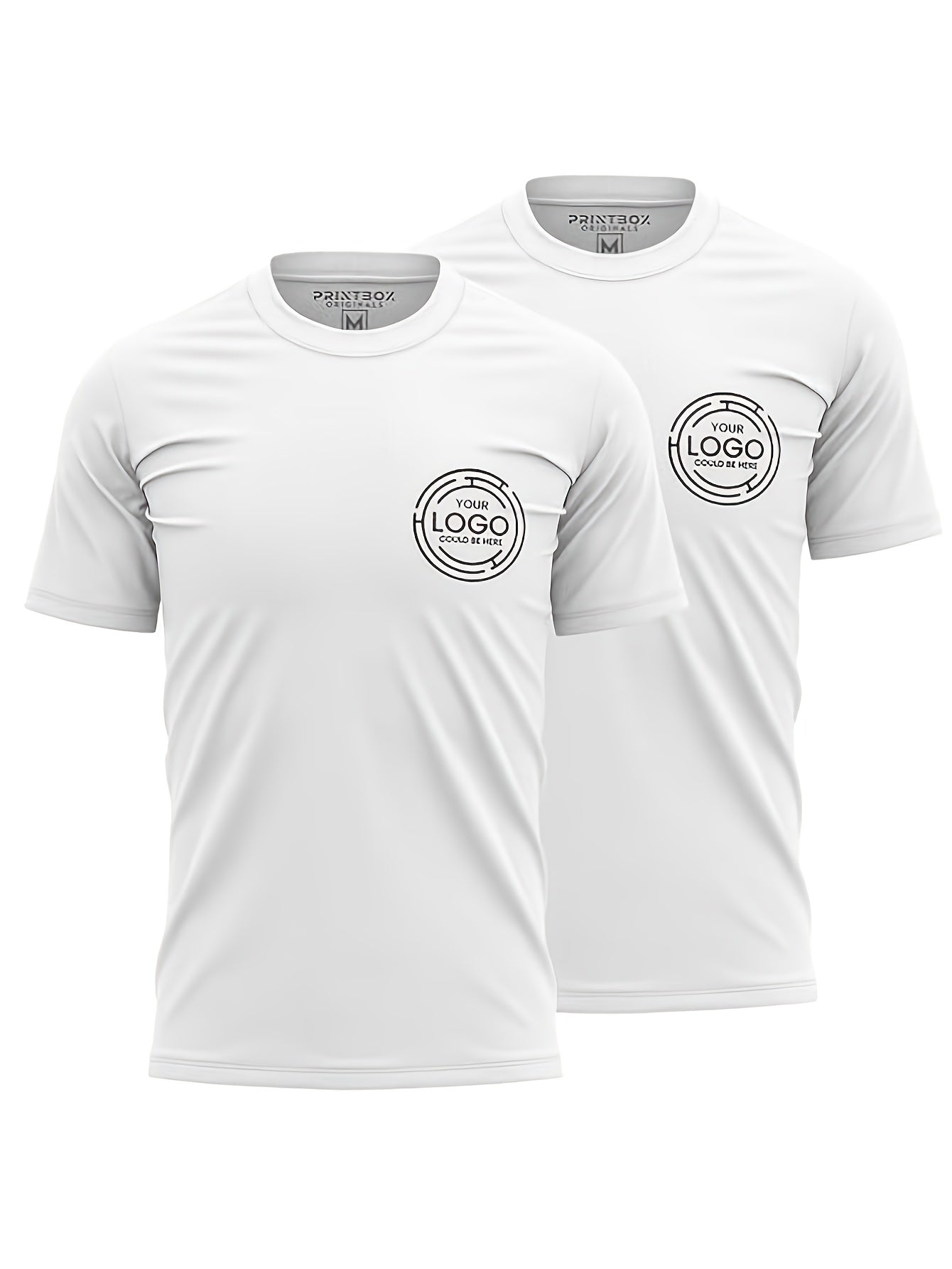 2pcs Men's Quick-Dry T-Shirts - Moisture-Wicking Breathable Gym Shirts with Custom Logo Print, Regular Fit Round Neck for Workout Casual Wear, Workout Shirts, Durable Sportswear