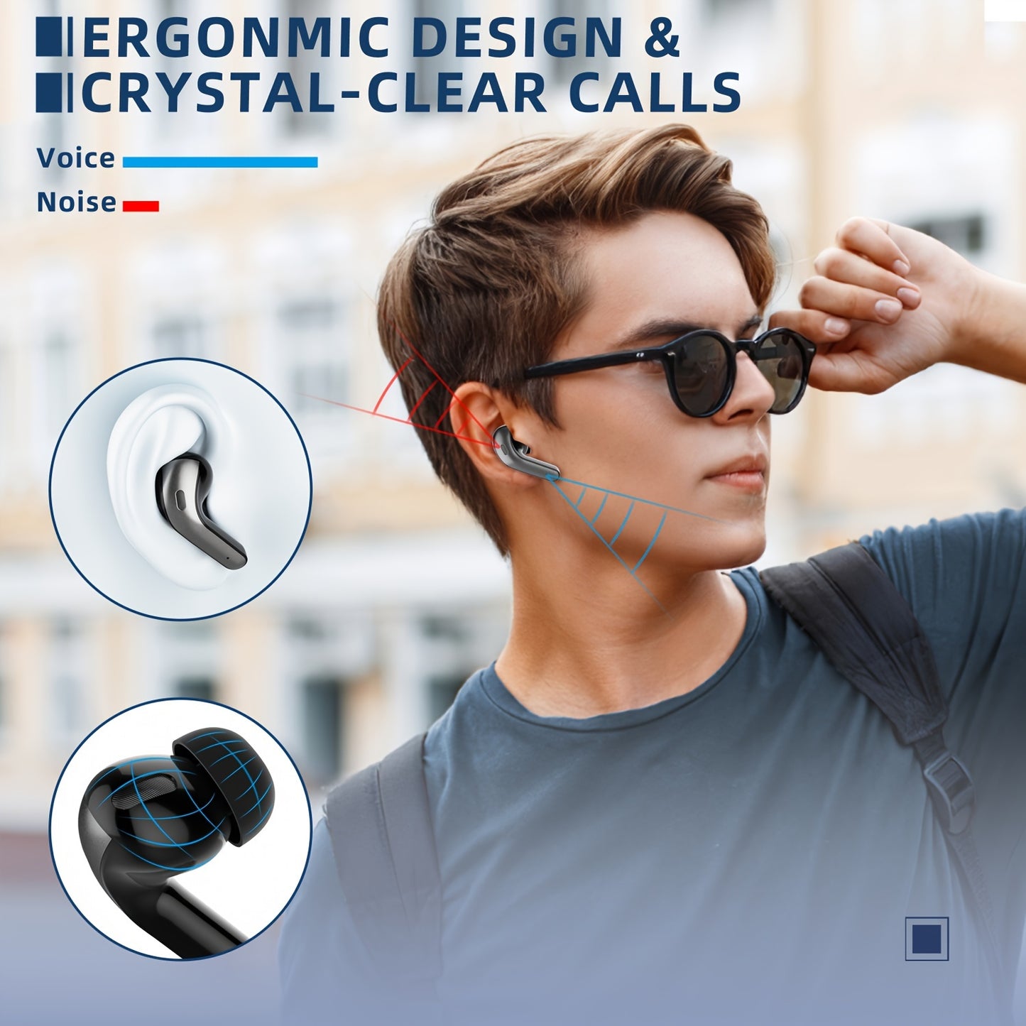 Wireless Earbuds with Mic, Earphones With LED Display, In-Ear Headphones With Mini Charging Case, TWS Headset For Men/Women