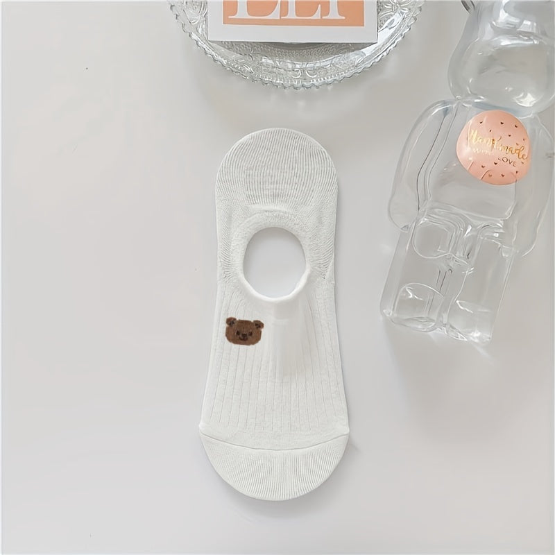 10pcs Cute Animal & Floral No-Show Socks for Women - Breathable, Soft Polyester Blend, Invisible Boat Socks with Non-Slip Heel, Perfect for Spring & Summer, Cute Socks