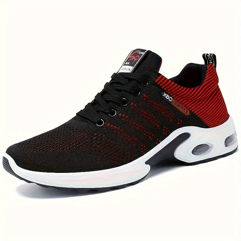Men'S Breathable Mesh Air Cushion Sneakers - Durable Lace-Up Running Shoes with PVC Sole, Fabric Inner & Upper, for Outdoor Sports and Casual Wear, Low-Top Design, All-Season Comfort, Allseason Running Shoes|Modern Casual Sho