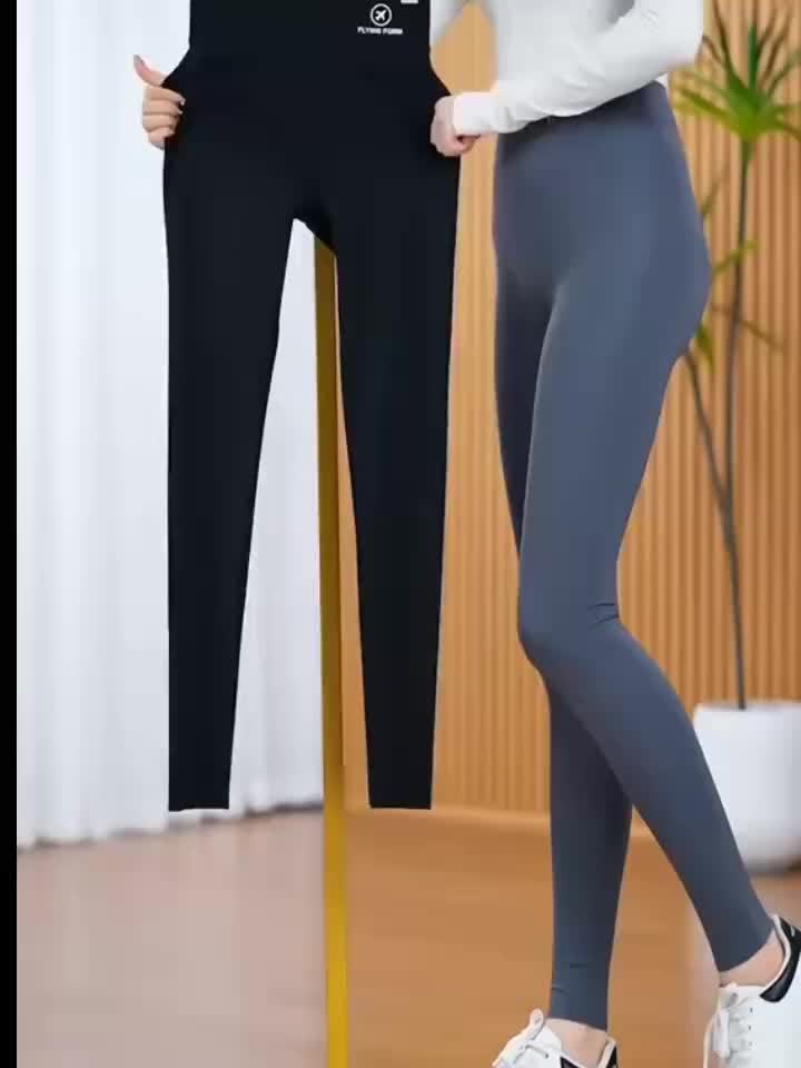 Women's High-Waisted Cropped Sports Leggings, Polyester & Spandex Blend, Solid Color, High Stretch, Knit Fabric, for All-Season Yoga Fitness Pants, Yoga Pants