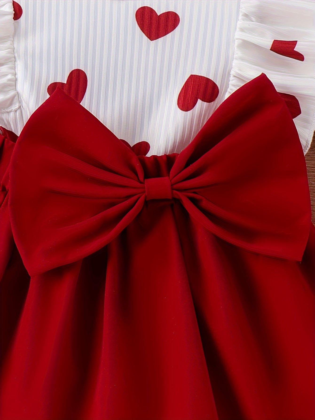Baby Girl կարճաթև Love Print Bow զգեստ P100497
