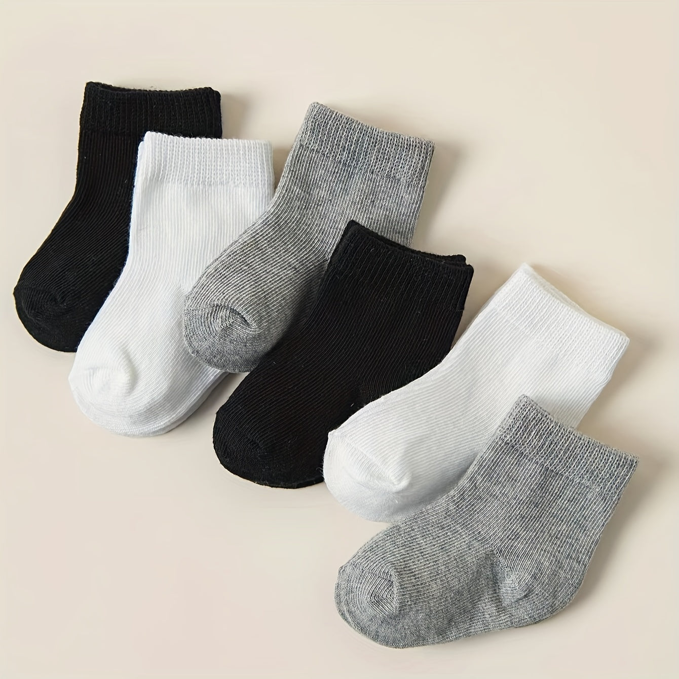 6pcs Soft Cotton Blend Youngsters Socks - Breathable, Non-Slip, All-Season Crew Socks for Youngsters & Youngsters, Black/White/Gray, Pack, Cotton Blend
