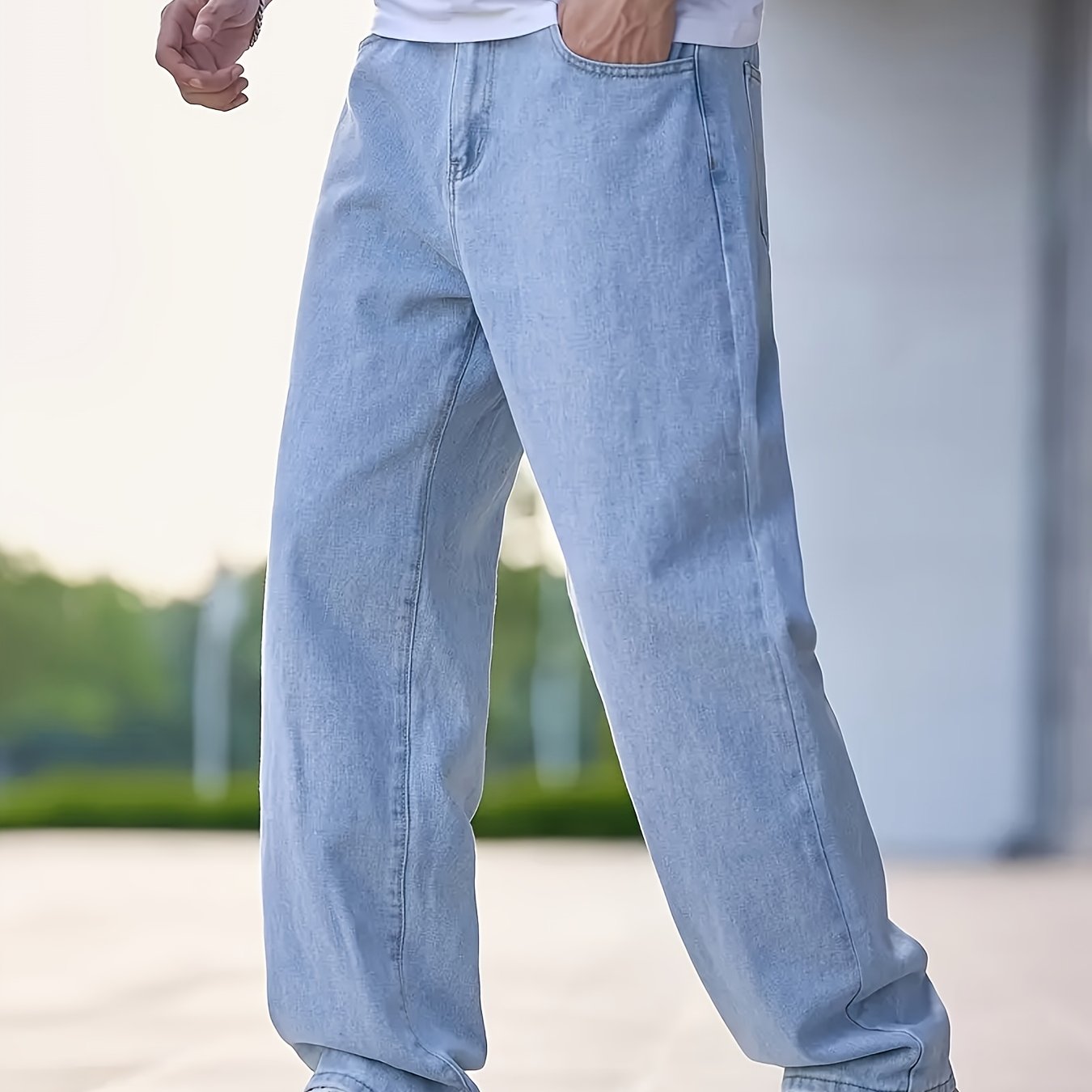Men's Classic Straight Leg Denim Jeans - Loose Fit, Cotton Blend, Solid Color Black, Street Style, Comfortable & Versatile for All Seasons, Casual Streetwear|Street Style Pants|Nonstretch Fabric