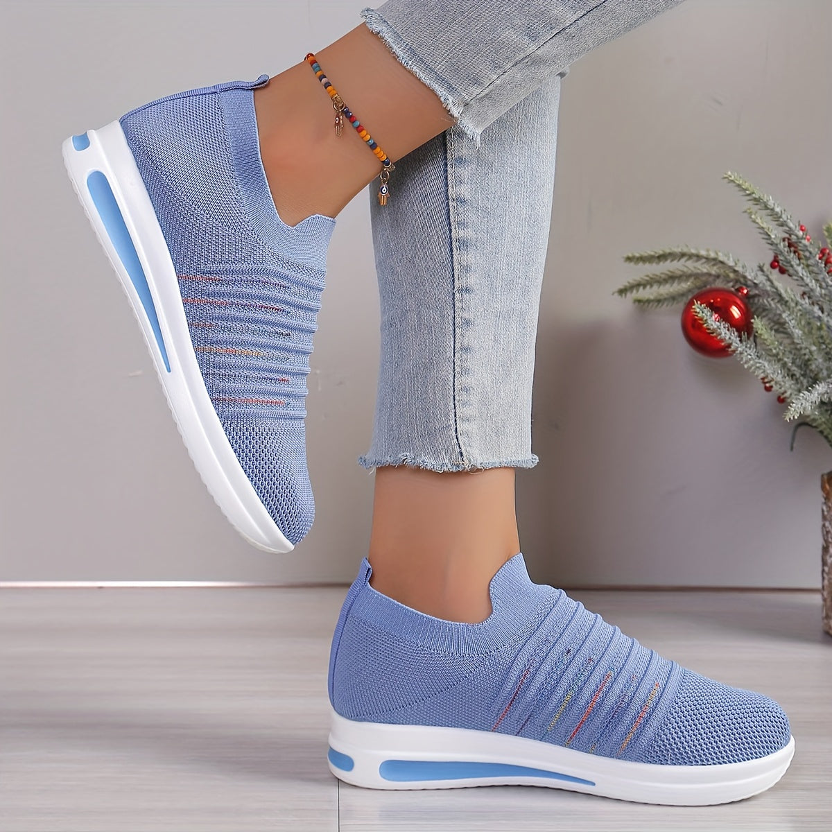 Breathable Lightweight Fabric Slip-On Loafers - All-Season Casual Penny Shoe Style with Peep Toe, Non-woven Insole & Polyurethane Sole
