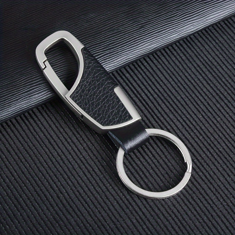 Men'S Car Keychain Creative Simple And Fashionable Door Lock Keyring Waist Hanging Metal Keychain Faux Leather Keychain Car Key Gift