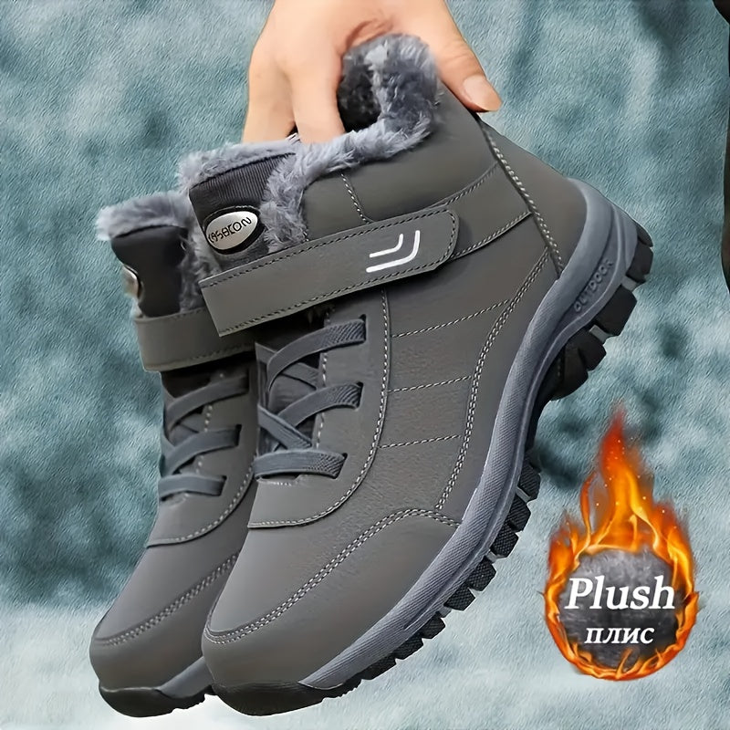 Men's -like Outdoor Winter Boots - Heavy-Duty TPR Sole & Slip-Resistant Arch - All-Terrain Traction (Snow, Ice, Mud, Grass) - PU Boot with Lace-Up & Pull Tab Closure - Short Ankle-High Boot for Men - Ideal for Hiking, Hunting