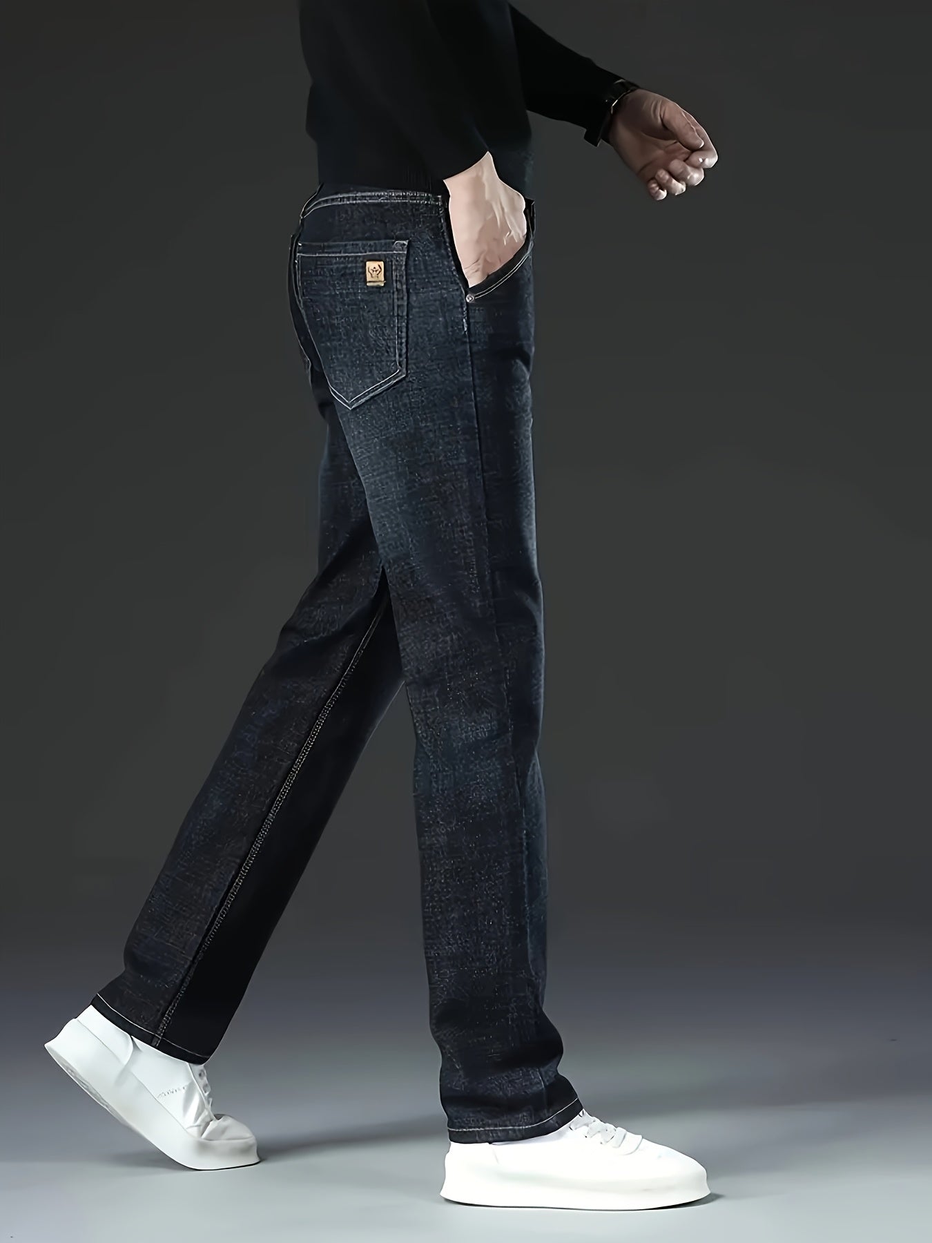 Four Seasons Regular Men's Jeans New Business Trendy Straight Jeans Fashionable Versatile Men's Elastic Jeans Very Suitable for Daily Outdoor Casual Wear Comfortable Classic Design