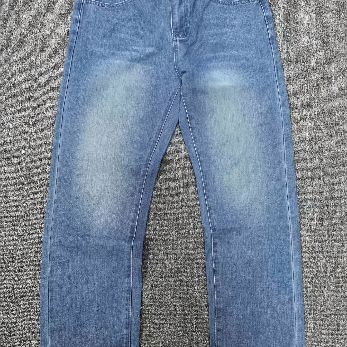 Men's Slim Fit Blue Jeans - All-Season, Non-Stretch Denim, Mid-Rise, Zip Closure, Casual Streetwear Style, Machine Washable, Yearround Wear|Sleek Jeans|Glossy Finish