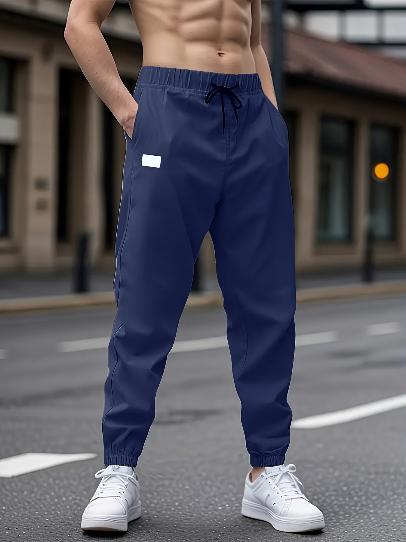 1pc Men'S Casual Cargo Pants, Solid Color Polyester Drawstring Waist, Non-Stretch Woven Fabric, Regular Fit, Polyester Lined, Perfect for Weekend Casual Wear