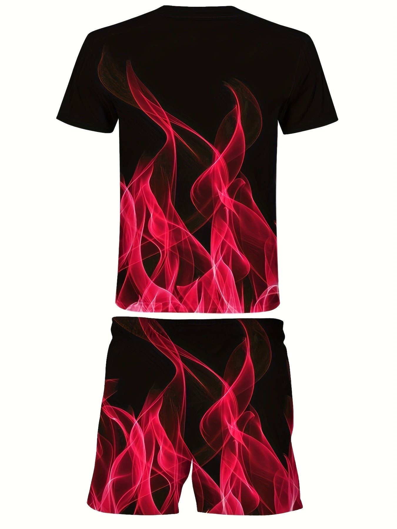 Men'S Casual Crew Neck T-Shirt Dress, 3D Print All Over, 90% Polyester 10% Spandex, Slight Stretch Knit Fabric, Regular Fit, 150Gsm - Comfortable Summer Fashion
