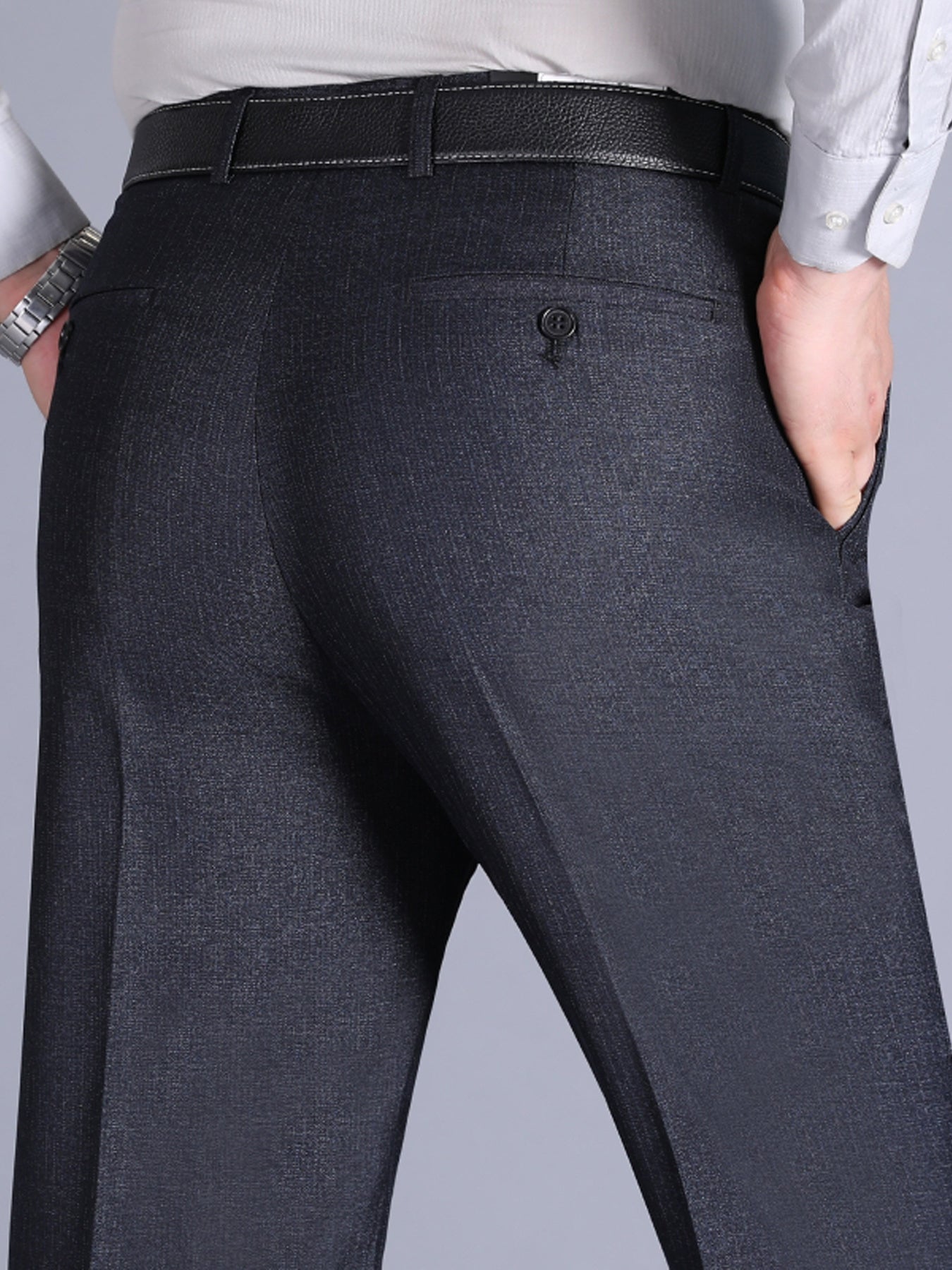 Men'S Casual Spring/Fall Polyester Solid Color Regular Fit Pants with Pocket