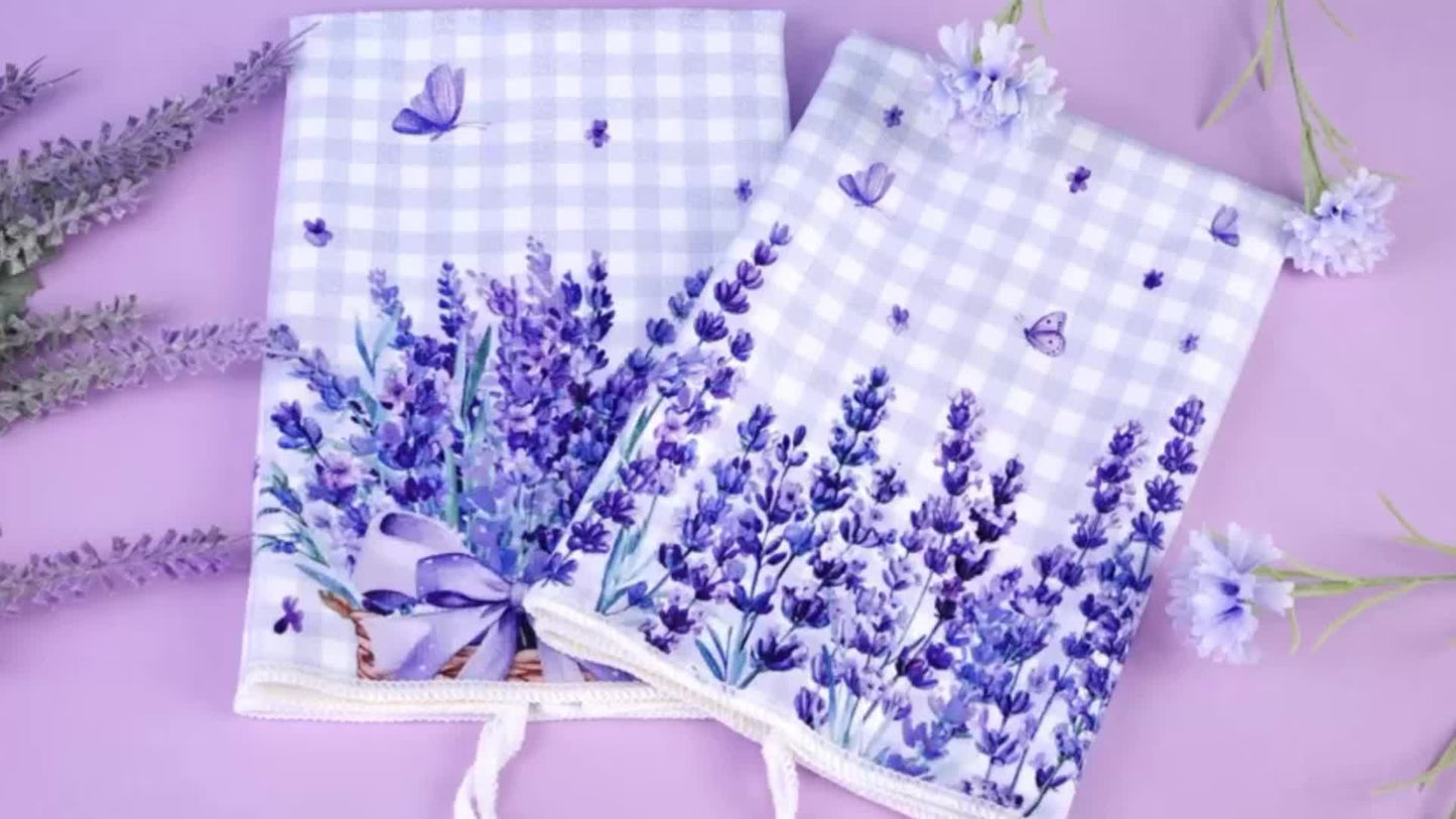 4/6 հատ Lavender Խոհանոցային սրբիչների հավաքածու, սպասքի սրբիչ, զվարճալի ֆերմայում գյուղական ոճի լոգարանի ձեռքի սրբիչ, կարող է օգտագործվել որպես տոնական լոգարանի նվեր, 60,96 x 40,64 սմ Մանուշակագույն, նարդոս