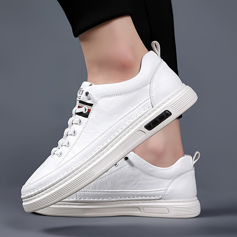 1 Pair Men'S Fashion Sneakers - Casual Street Style All-Season Slip-On Shoes with Geometric Solid Color, Faux Upper, Fabric Lining, PVC Sole, EVA Insole, Round Toe - Versatile for Daily, Party, Vacation