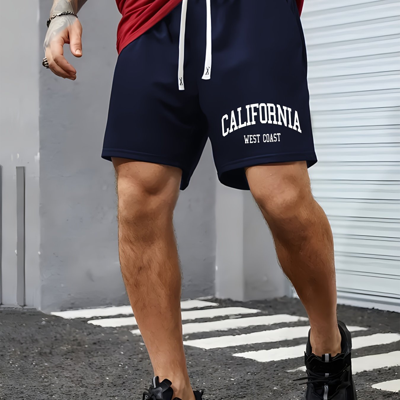 Men's Fashion Print Drawstring Shorts - Casual Summer Wear with Pockets, Breathable Polyester Blend, Machine Washable