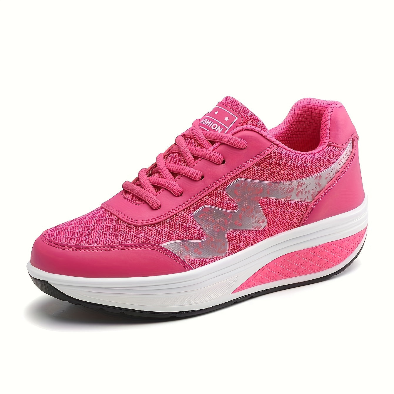 Women's Light Blue Breathable Mesh Sneakers - Air-Cushioned, Thick-Soled Sneakers with Sport Control Lace-Up Design for All Seasons