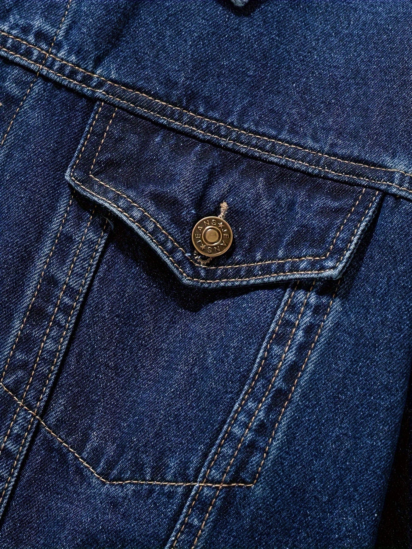 Men's Chic Washed Denim Jacket, Casual Street Style Button Up Contrast Stitching Jacket For Fall Winter
