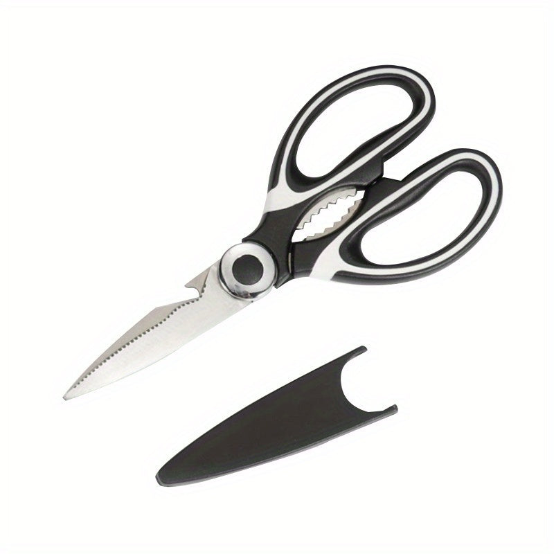 1pc, Kitchen Scissors, Poultry Shears, Kitchen Shears, Kitchen Fish Bone Scissors, Multifunctional Stainless Steel Chicken Bone Scissors For Duck Fish, Food Scissors, Kitchen Meat Scissors, Nut Opener, Bottle Opener, Kitchen