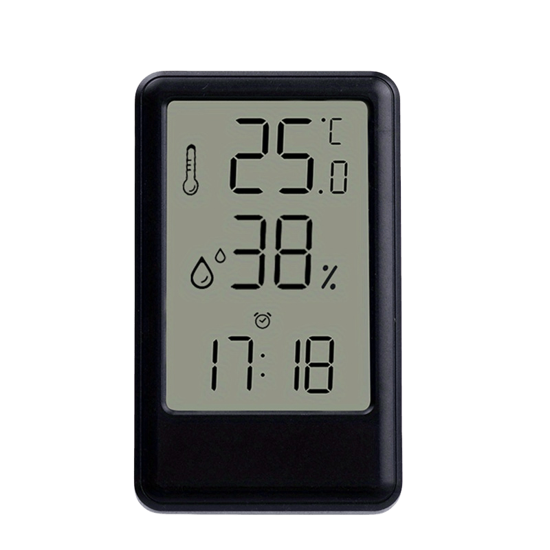 1pc Modern White Digital Temperature & Humidity Monitor with Large LCD Screen, High-Precision Room Thermometer for Desk or Wall, 12/24H Time Display, Battery-Powered (AAA Battery Not Included) – Ideal for Bedroom, Kitchen,