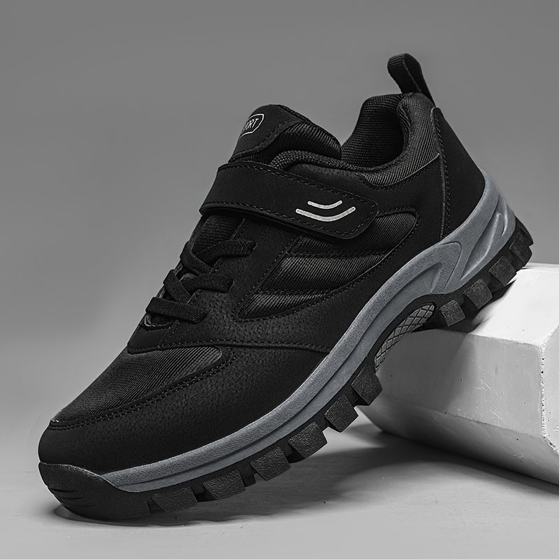 Men's Breathable Casual Shoes With Hook And Loop Fastener, Comfy Soft Sole Sneakers For Outdoor Jogging, Spring And Summer