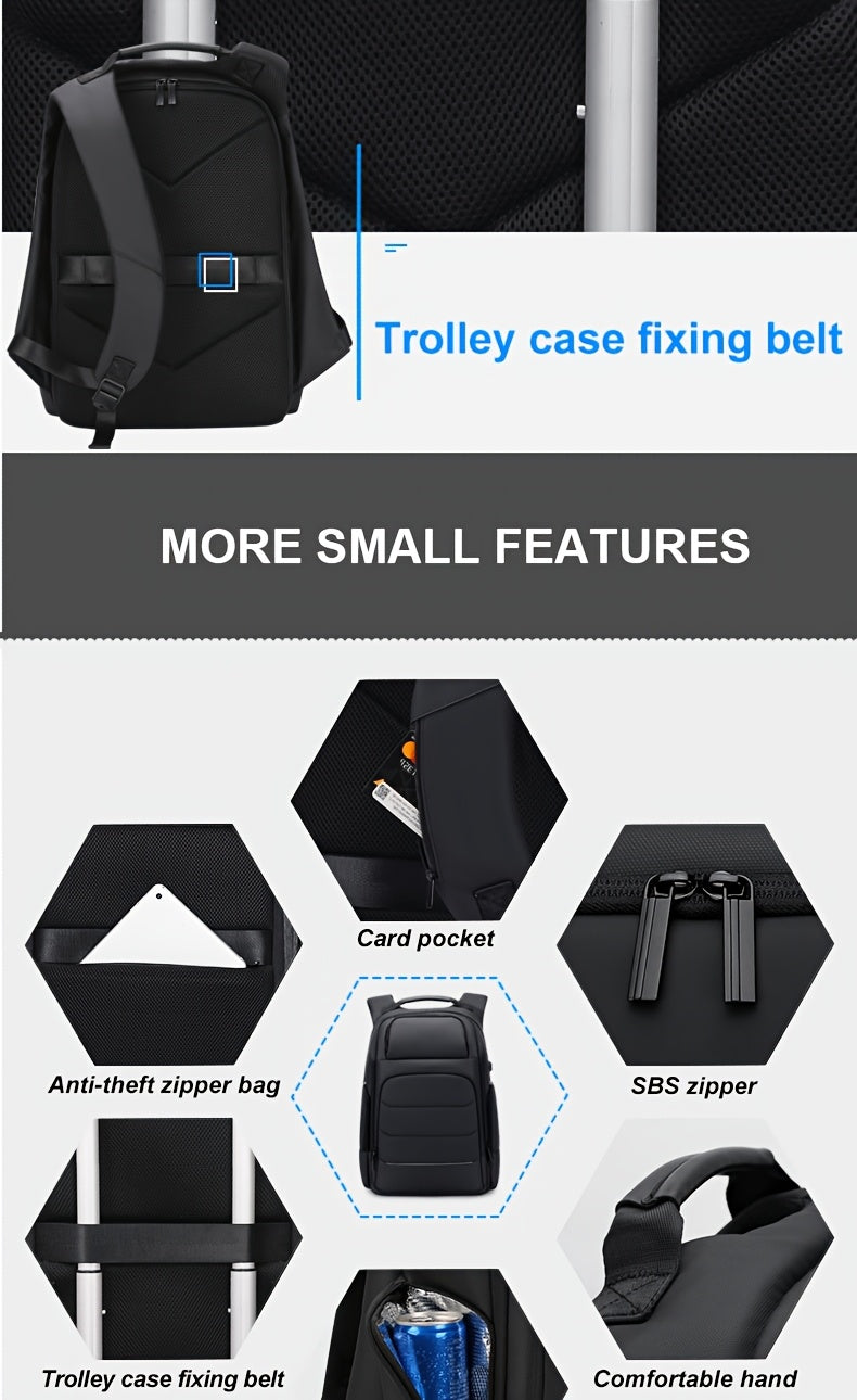 FENRUIEN Men'S Large Capacity Expandable Backpack with USB Charging, 39.62cm Laptop Bag, Durable Oxford Fabric, Multiple Compartments for Travel and Business Use, Travel Backpack Minimalist Backpack Durable Zippers, Lapto