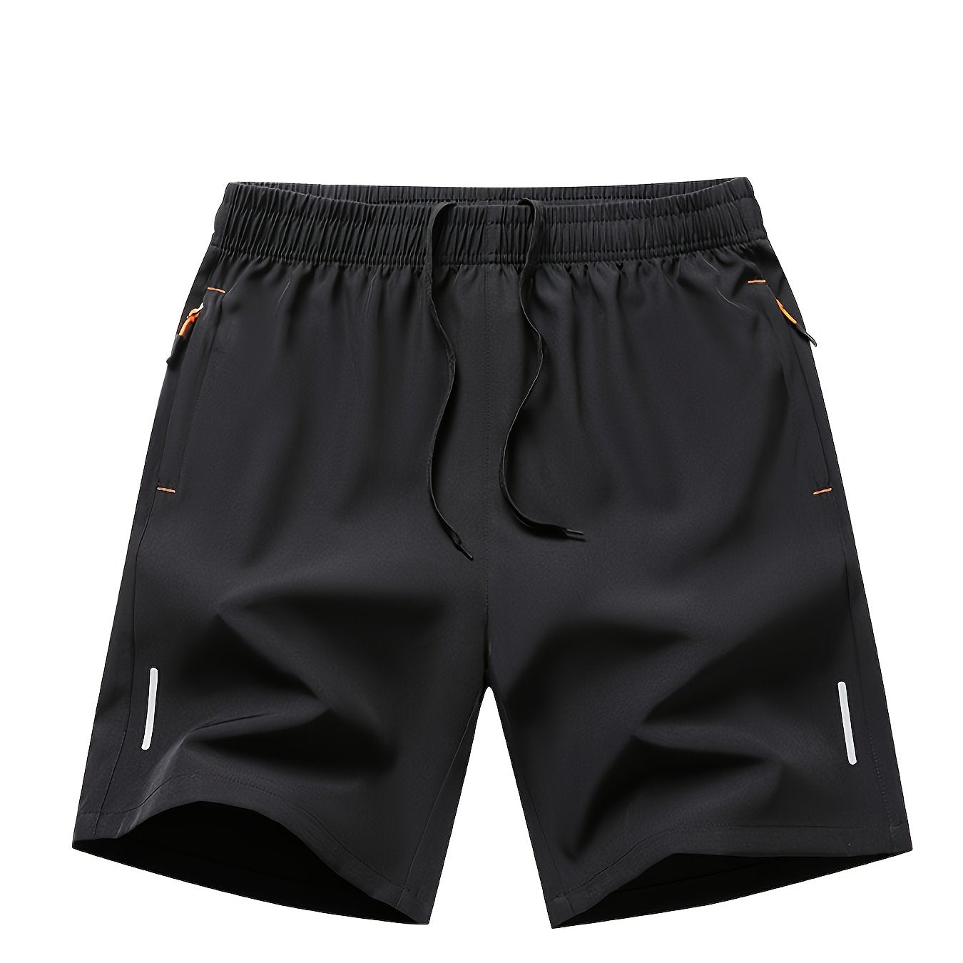 Men'S Ice Sliky Fiber Fabric Running Shorts - Breathable, Wrinkle-Resistant Athletic Shorts with Drawstring Waist & Zipper Pockets for Gym, Tennis, Skateboarding, Yoga, Gym Shorts, Yoga Apparel, Sporty Style, Antislip Constru