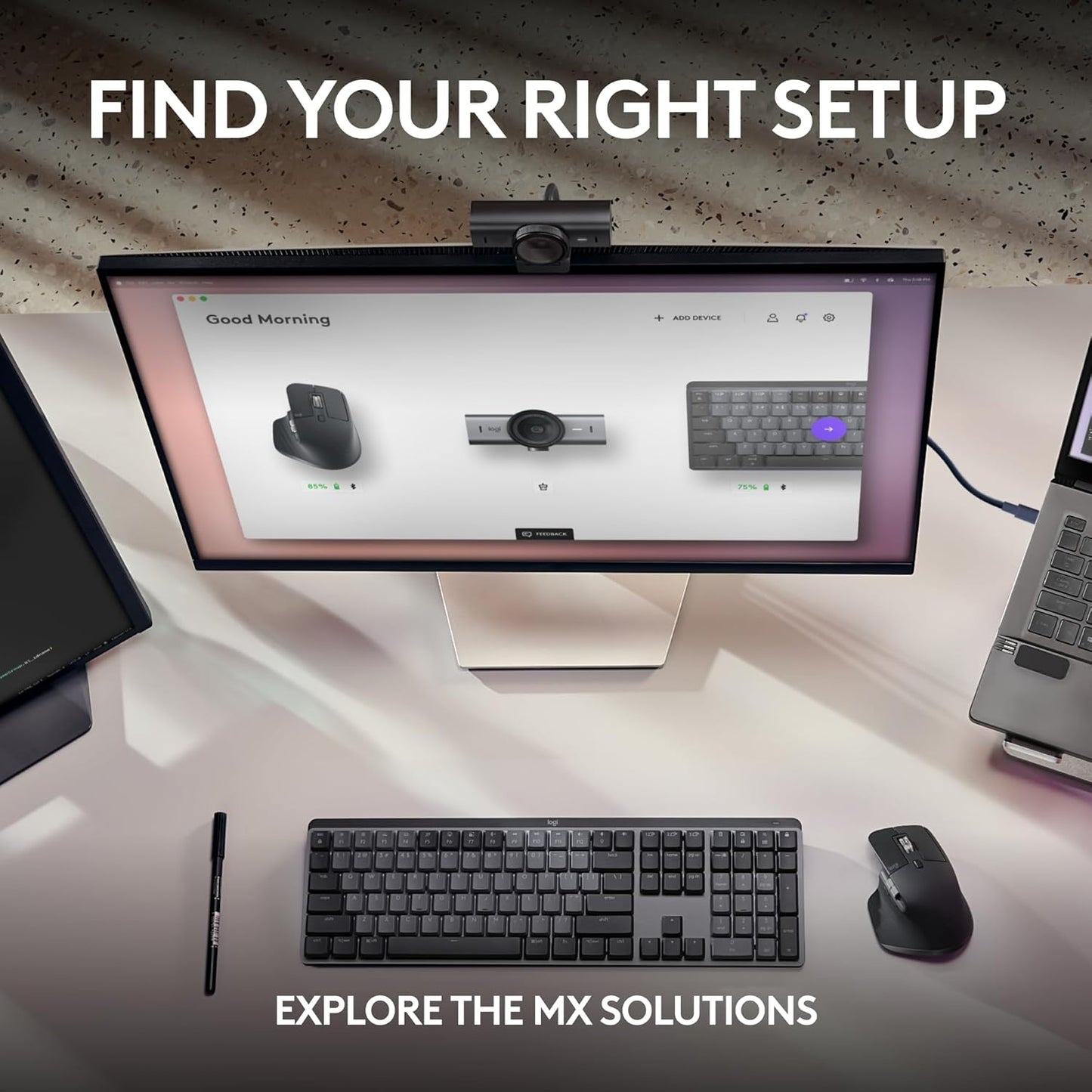 Logitech MX Brio Ultra HD 4K Collaboration and Streaming Webcam, 1080P at 60 FPS, Dual Noise Reducing Mics, Show Mode, USB-C, Webcam Cover, Works with Microsoft Teams, Zoom, Google Meet - Graphite