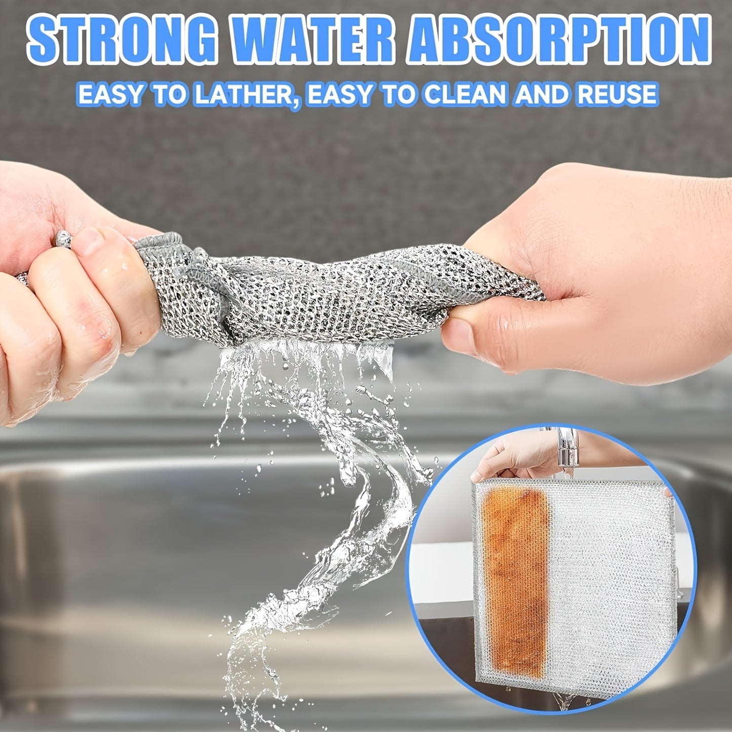 20/10/5 Pack Ultra-Fine Mesh Non-Stick Oil-Free Cleaning Cloths, Reusable & Highly Absorbent, Gentle on Surfaces, Space-Themed Knit Fabric, Solid Color, Hand Wash, for Kitchen Stove, Sink, Pots, Range Hood - Modern Christmas