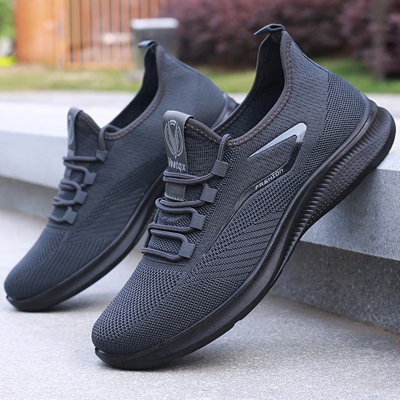 Men's Lightweight Slip-Resistant Casual Sneakers - Breathable Mesh & Fabric Upper, Durable PU Sole, Round Toe Low-Top Design for Hiking, Outdoor, Travel & Daily Wear - All-Season Comfort, Hiking Shoes, Outdoor Footwear, Sleek
