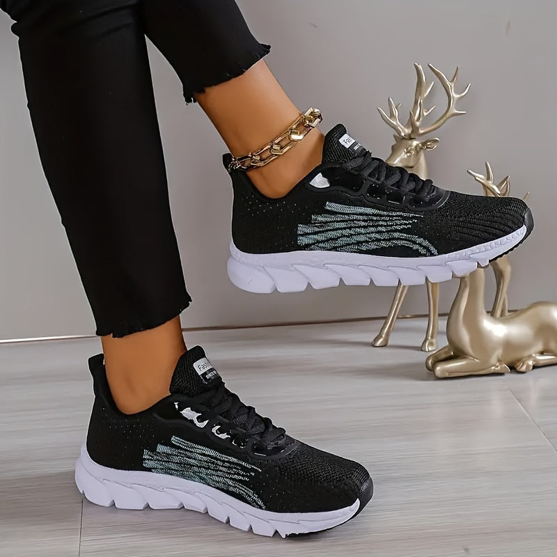 Women's Solid Color Casual Sneakers, Lace Up Comfy Breathable Soft Sole Shoes, Lightweight Low-top Running Shoes plus size