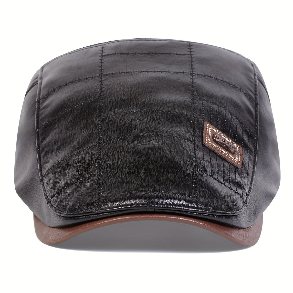 Retro Classic PU Leather Gentlemen Forward Hat, Adjustable Casual Beret For Autumn And Winter Travel