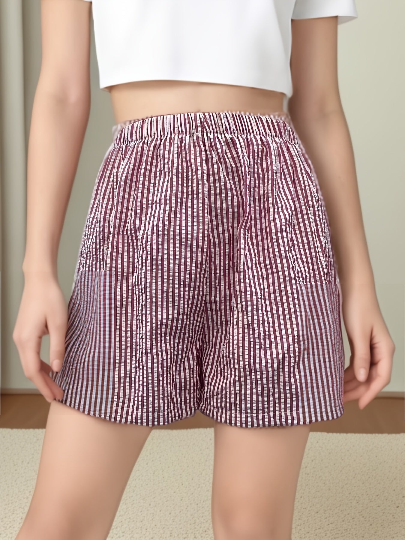 2024 Summer Casual Loose Striped Shorts