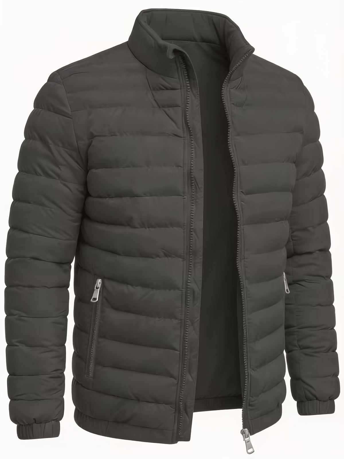Men's Casual Stand Collar Jacket Lightweight Windproof Warm