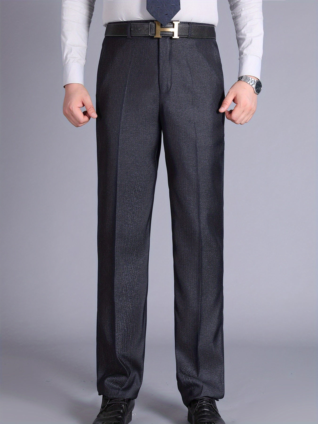 Men'S Casual Spring/Fall Polyester Solid Color Regular Fit Pants with Pocket