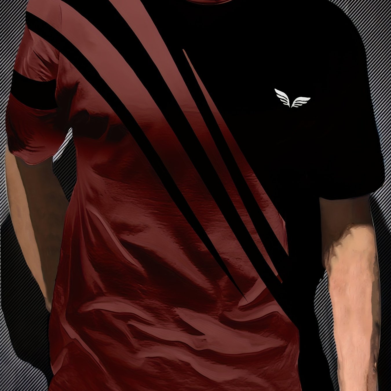 Men'S Casual Short Sleeve T-Shirt with Bold "FIGHT" Print - Black Red Graphic Tee, Round Neck, Lightweight Polyester Blend for Summer, Everyday Tshirt Bold Graphic Tee Comfortable Fit