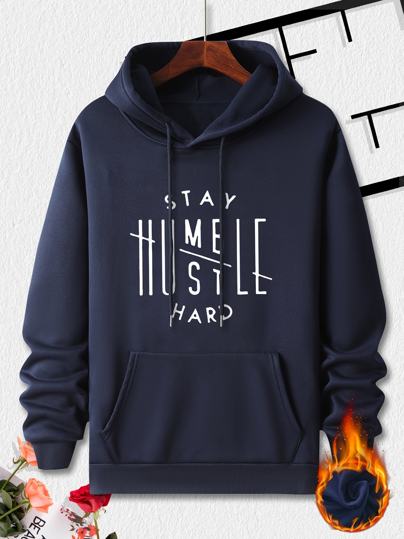KOURRTER Men's Inspirational Hoodie - "Stay Humble" Graphic Print, Long Sleeve, Polyester Blend, Available in Black, Red, Yellow, Blue, Apricot, Dark Blue, Coffee, Pink, Light Grey - Machine Washable, All-Season Wear