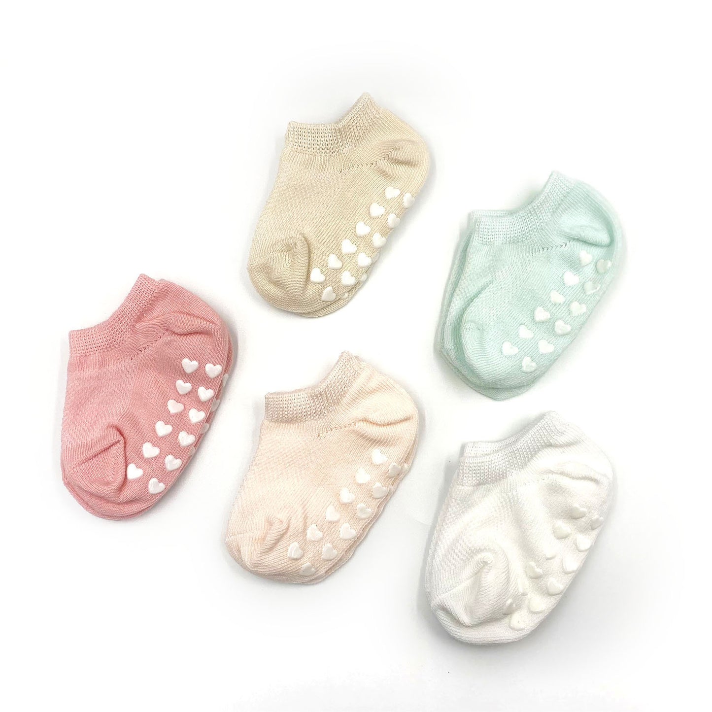 5 Pairs of Heart-Patterned Non-Slip Socks for Baby Boys And Girls, Perfect for Infants Learning to Walk, Comfortable And Breathable Cute Short Boat Socks, Suitable for Babies, a Great Valentine'S Day Gift.