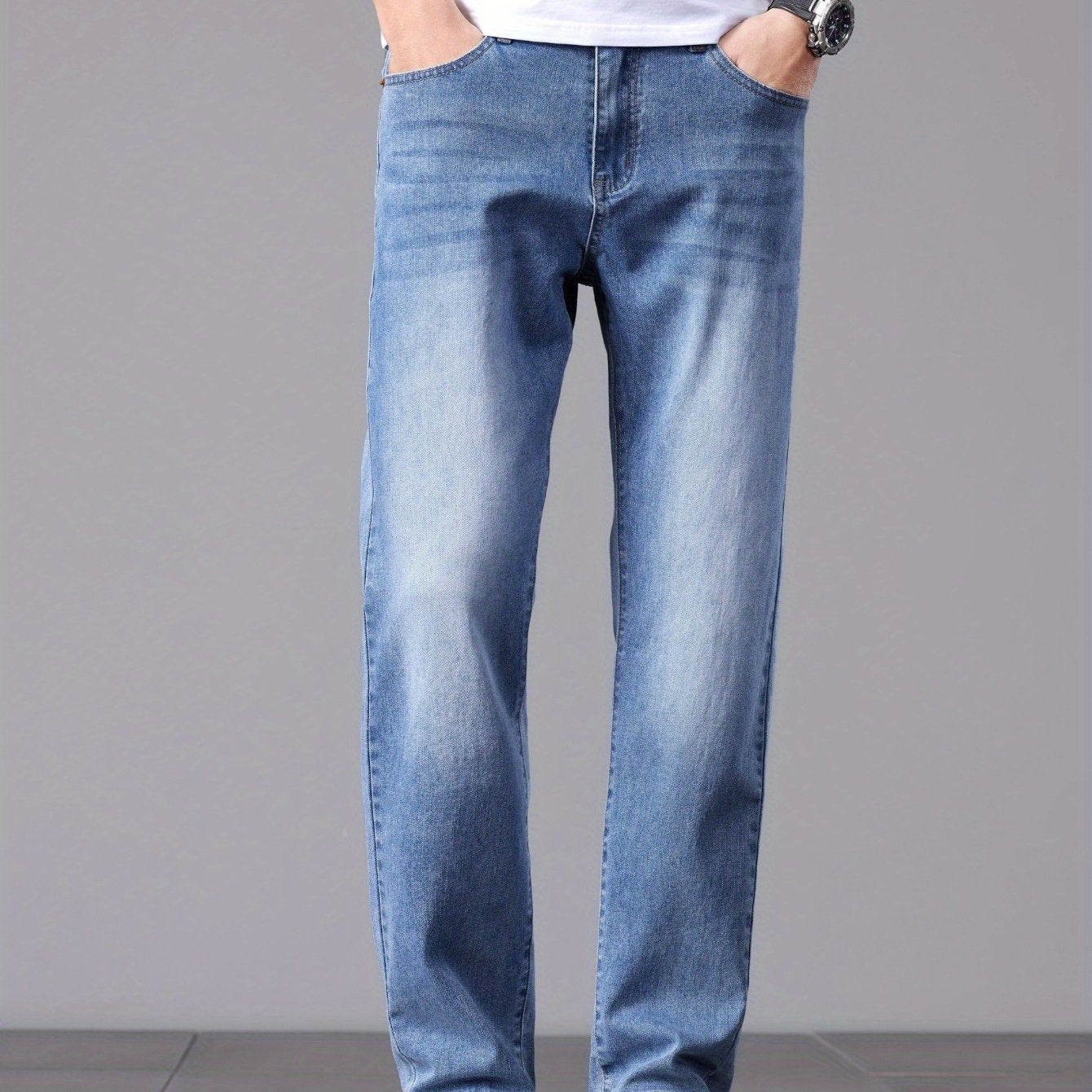 Men'S Stretchy Long Pants, Stylish And Versatile, Slim Fit, Breathable, Trendy Denim Trousers for Spring And Summer.