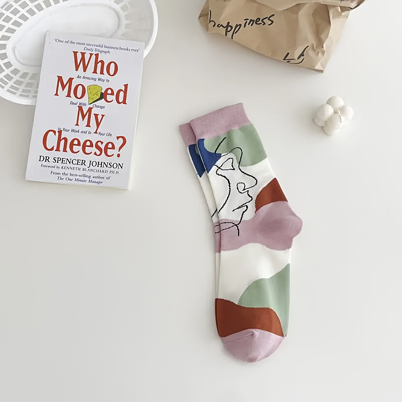 Women'S Mid-Calf Socks, Breathable And Sweat-Absorbing Socks for Spring And Summer, Available in 1/5/10 Pairs for Autumn.