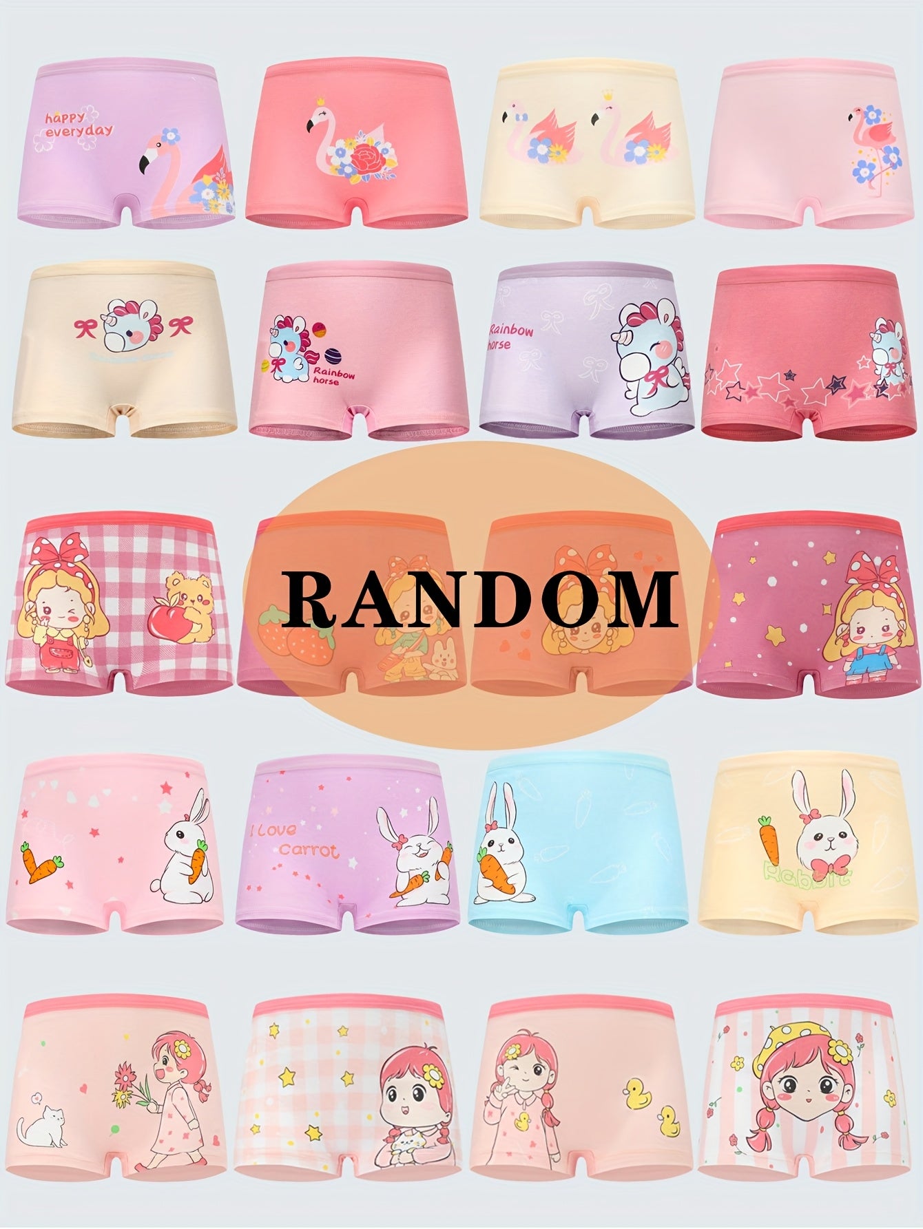 Girls' Cotton Boxer Briefs with Cute Cartoon Prints - 12pcs