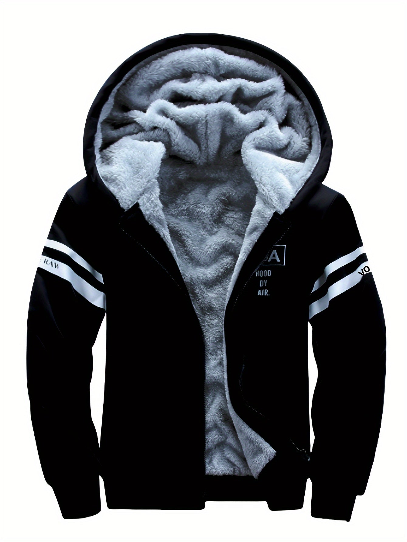 Autumn and Winter Men's Sports and Casual Suit, Men's Plus Velvet Thickened Sports Suit, Hooded Open Cardigan Fitness Suit, Warm Home Suit, Two-piece Set