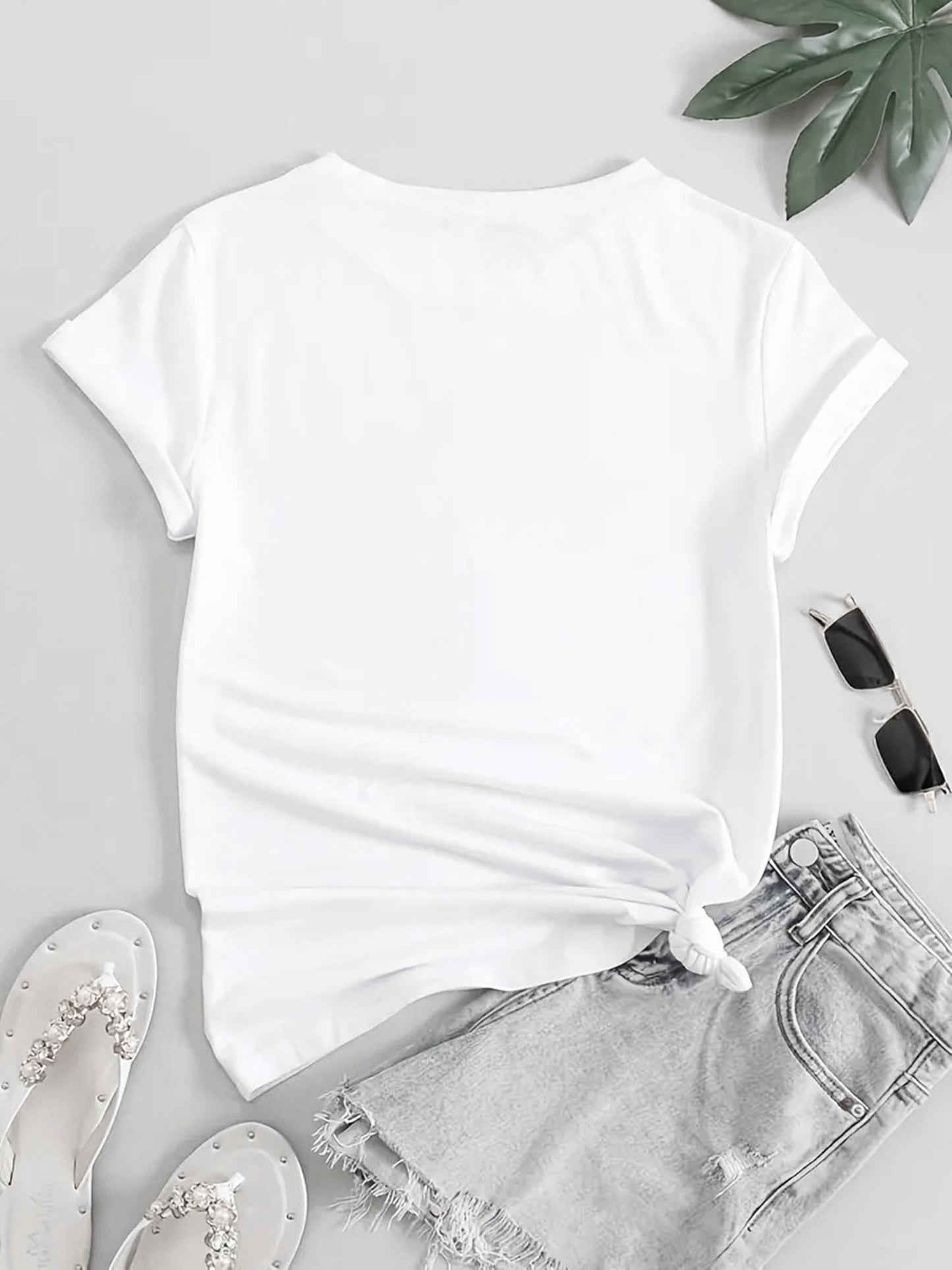 1pc Angel & Devil Wings Graphic Print T-Shirt for Women, Casual Crew Neck Short Sleeve Tee, Polyester Knit Fabric with Medium Stretch, All-Season Fashion Top