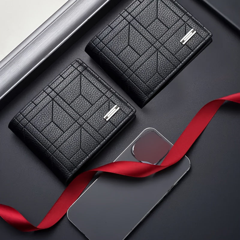 1pc Elegant PU Leather Large Capacity Slim Design Wallet With Multi-Card Slots, Ideal Gift For Men