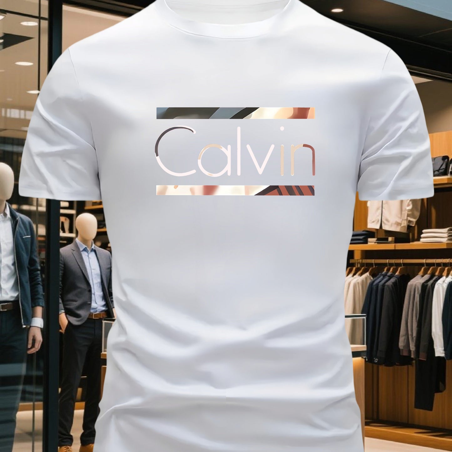 Men'S Bright Pink CALVI Graphic T-Shirt - Soft Breathable 100% Cotton Crewneck Tee, Everyday Casual Shirt for Office, Outings Gym - Minimalist Modern Top, Comfortable Clothing, Stylish Letter Print, Durable Fabric, Short Sl