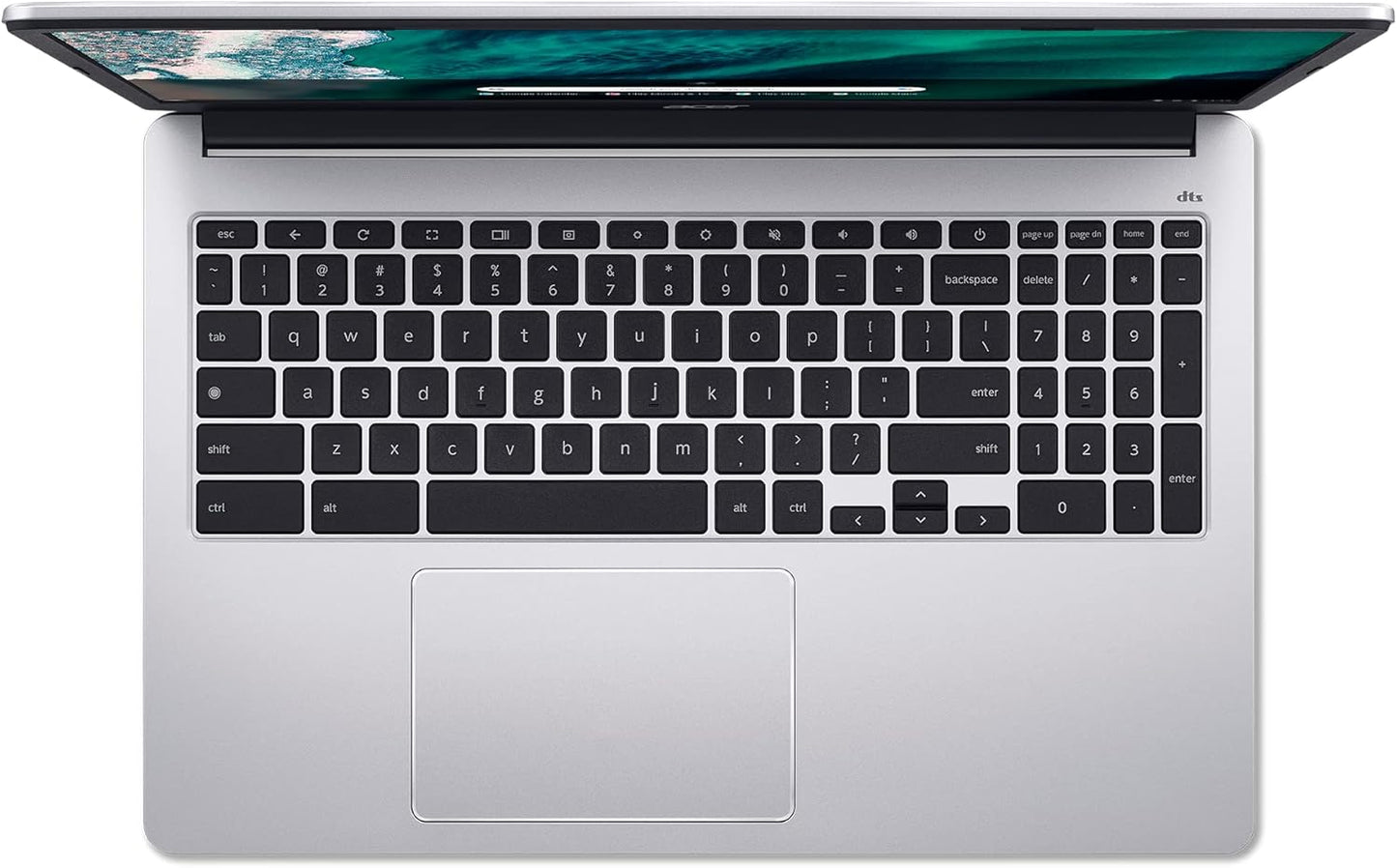 Acer Chromebook 315 Laptop | Intel Celeron N4500 | 15.6" Full HD IPS Display | Intel UHD Graphics | 4GB LPDDR4X | 64GB Emmc | Intel Wi-Fi 6 | DTS Audio | USB Type-C | Chrome OS | Cb315-4H-C8Xu,Silver