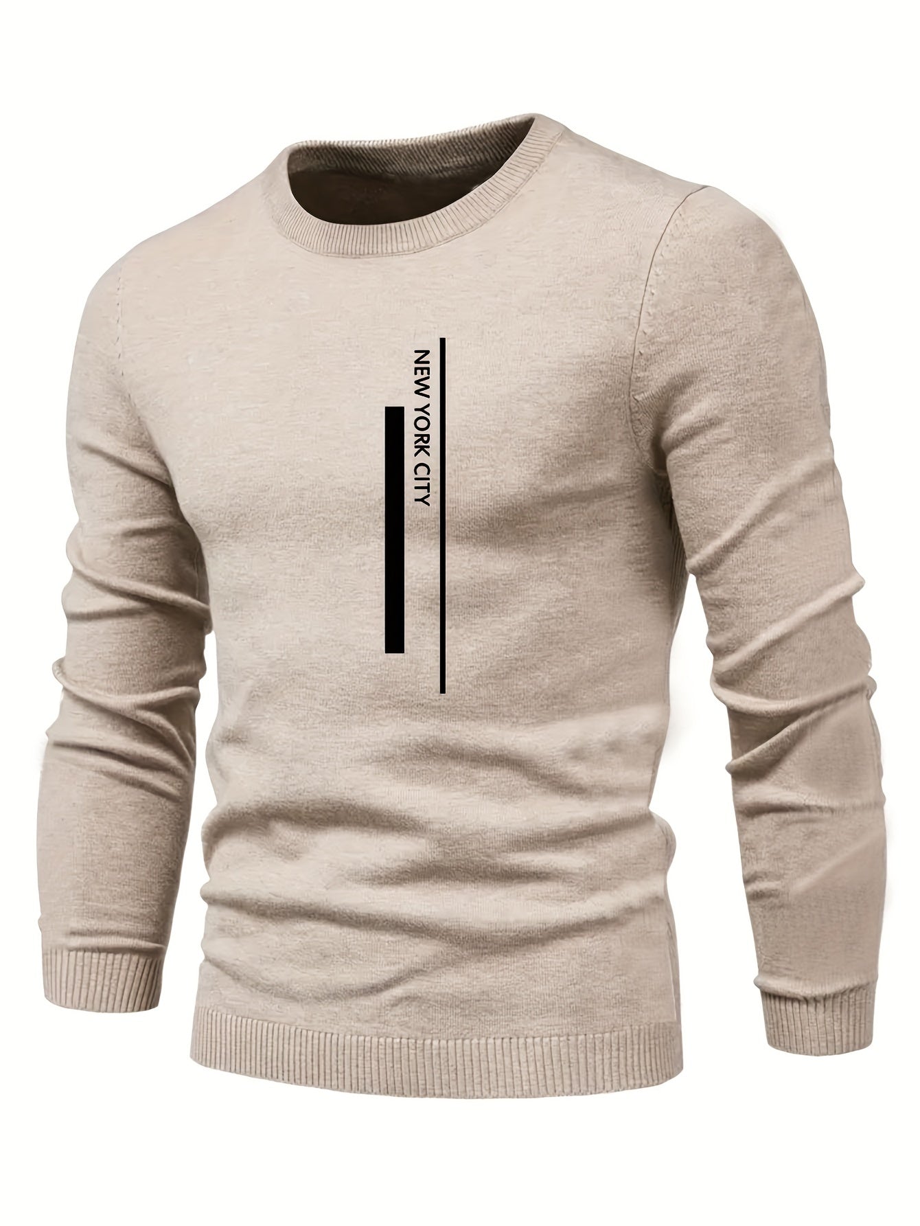 2023 New Cross-border Autumn and Winter Men's Round Neck Random Print Round Neck Knitted Sweater