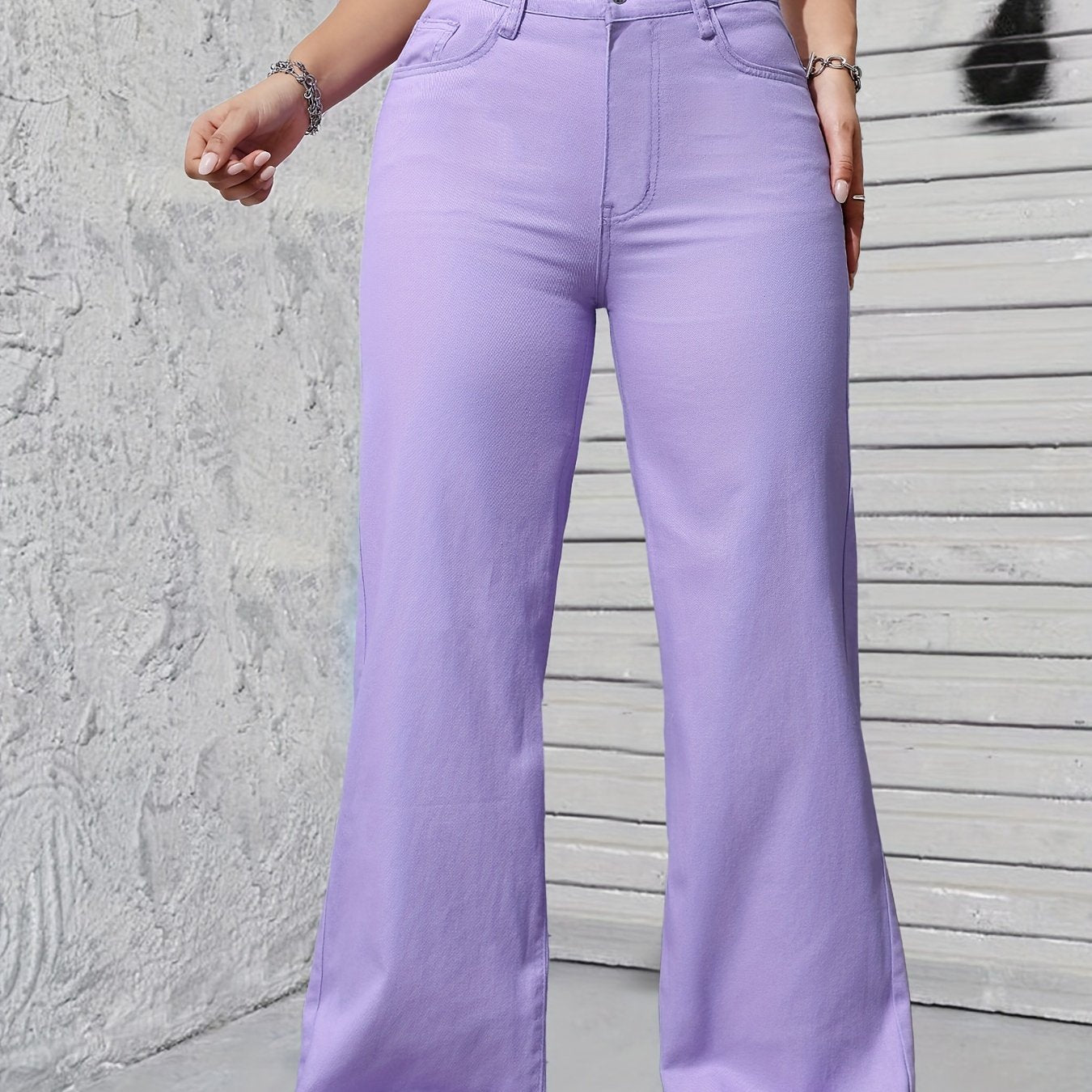 Chic Magenta բարձր գոտկատեղով լայն ոտքերով ջինսեր կանանց համար.