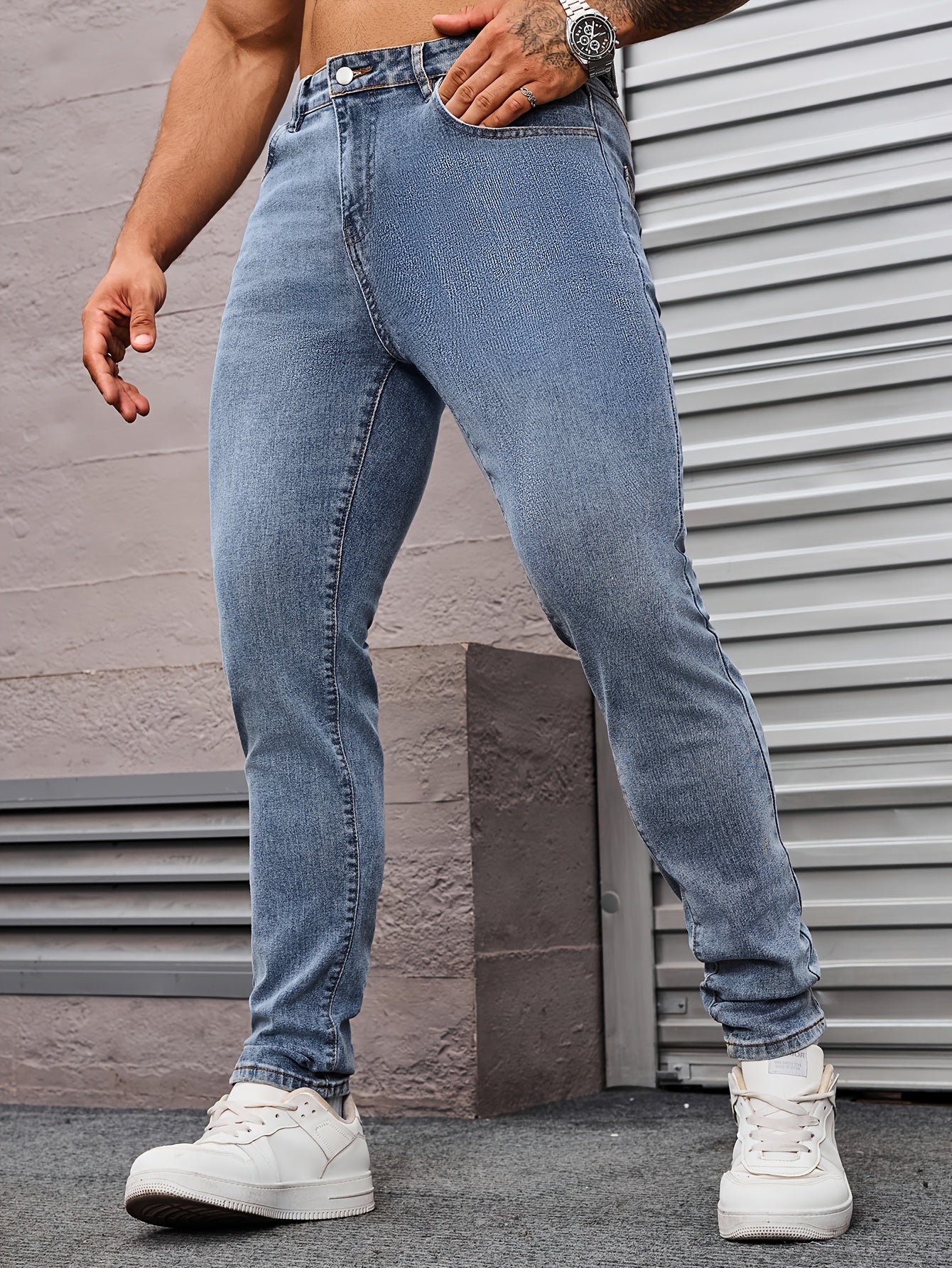 Men's Straight Leg Denim Pants, Men's Classic Design Jeans, Versatile For Four Seasons Wear