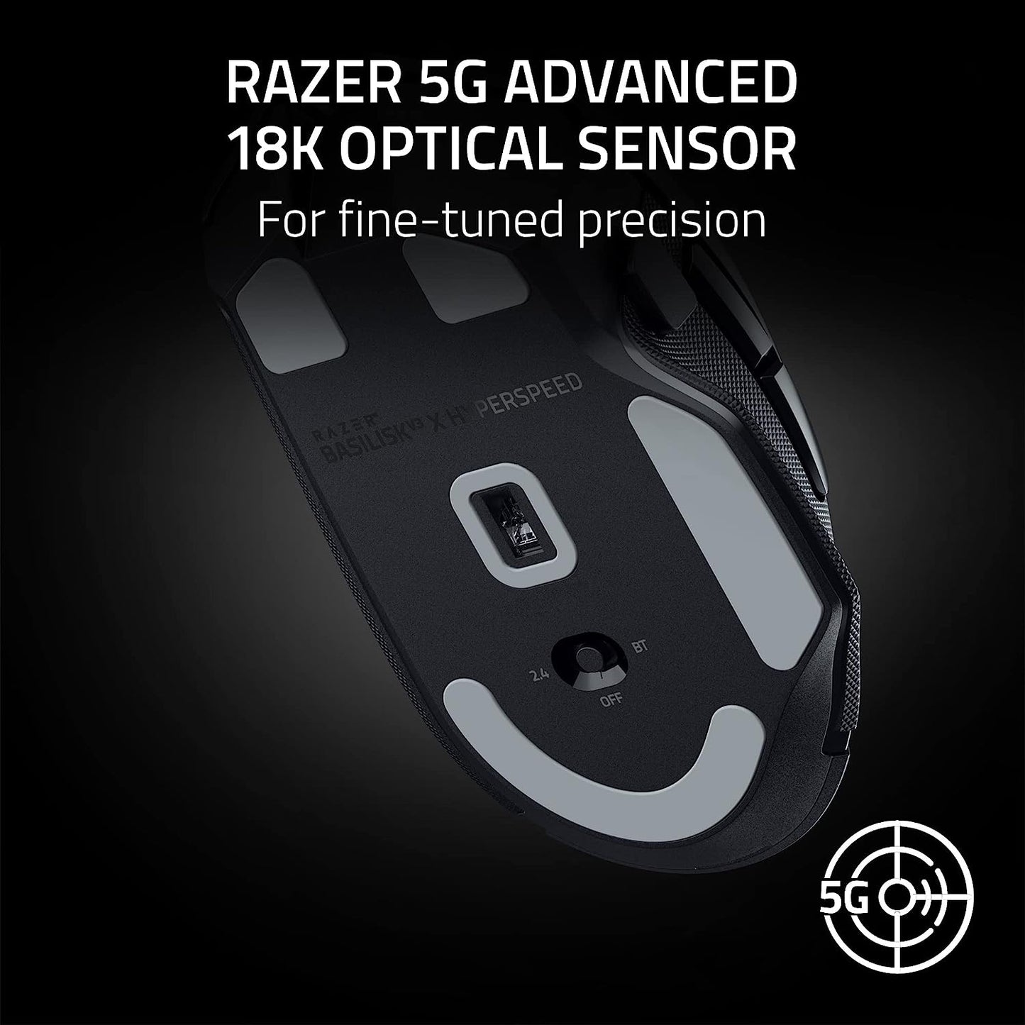Razer Basilisk V3 X Hyperspeed Wireless Gaming Mouse: up to 285 Hr Battery - 18K Optical Sensor - Mechanical Switches - Chroma RGB - 9 Programmable Controls - Black